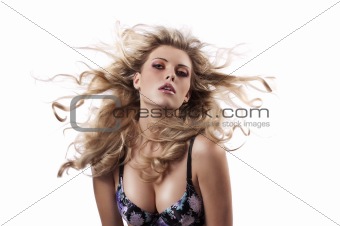 sensual long haired girl throwing her hair