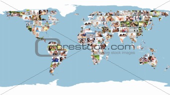 Illustrated world map made of pictures