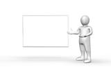 Illustrated white figure standing next to copyspace
