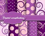 set of flower vector paper for scrapbook with cake