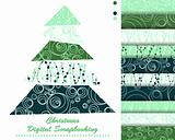 set of Christmas vector paper for scrapbook