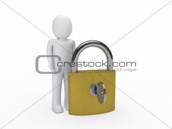 3d man padlock key