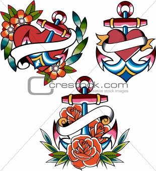 anchor symbol ribbon banner