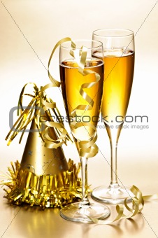 Champagne and New Years party decorations