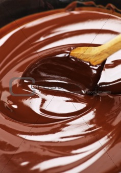 Melted chocolate and spoon