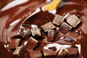 Melting chocolate and spoon