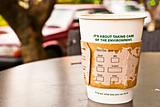 a cup of hot coffee in paper cup for the environment
