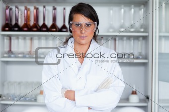Female science student posing
