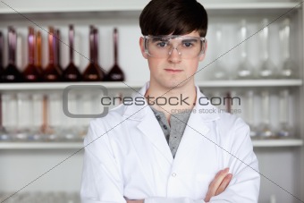 Male scientist posing