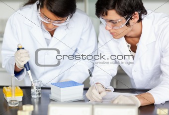 Scientists making an experiment