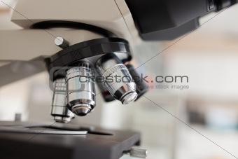 Close up of a microscope