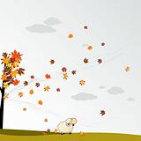 cloudy autumn background with leaves