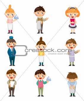 cartoon waiter and waitress icon