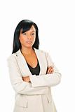 Serious black businesswoman with arms crossed