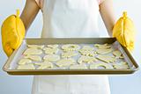 Baking sheet with cookies