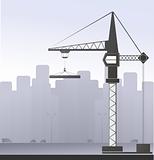 construction crane in big city