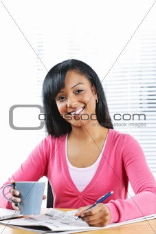 Young smiling woman looking for job