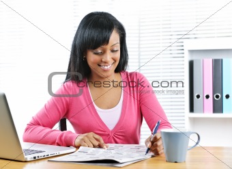 Young smiling woman looking for job