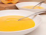Plates of Butternut Squash Soup 