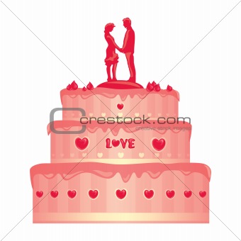 sweet pink wedding cake