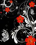 vector floral decorative abstract background with butterfly