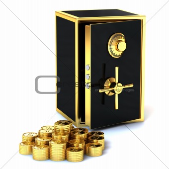 Safe with gold coins