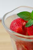 fresh chopped strawberries with mint in glasswares