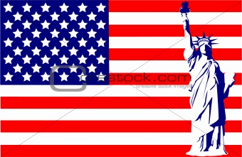 Statue of Liberty on the flag USA