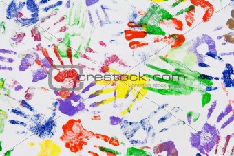 Varicoloured imprint of the hands