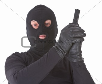 robber with his gun isolated 