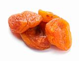 Dry apricot fruit on white background.