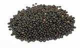 Heap of black lentil isolated on white