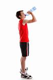 Sports person drinking water from bottle