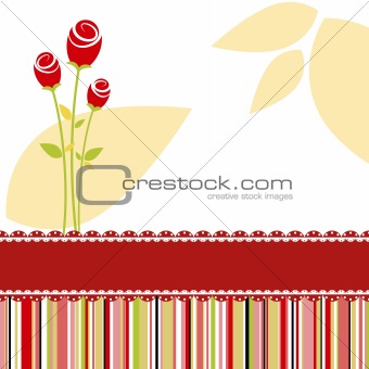 Invitation card with red rose flower