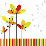 Springtime abstract flower on colorful stripe background
