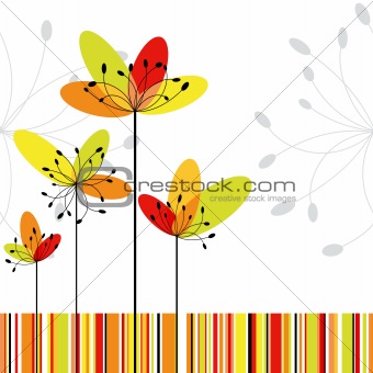 Springtime abstract flower on colorful stripe background