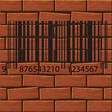 barcode label on the brick wall.Vector illustration