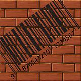 barcode label on the brick wall.Vector illustration