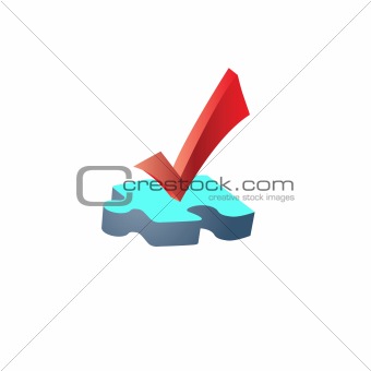 Fragment of a puzzle and tick icon.Vector illustration