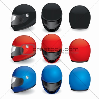 Vector set of motorcycle helmet