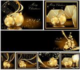 Gold Merry Christmas background collections 