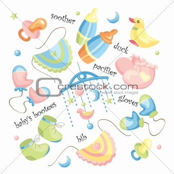 vector set of baby clothing