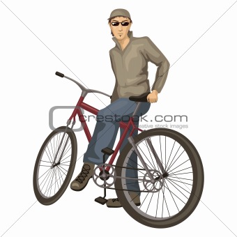 young man on a bicycle
