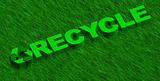 Recycle word over green grass