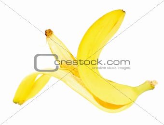 Single yellow banana peel