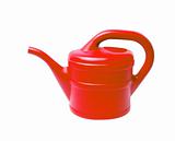 Red watering can isolated on white background