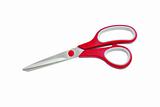 Red metal scissor isolated on white