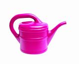 Pink watering can isolated on white background