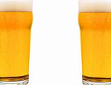 Glasses of fresh beer isolated on white