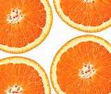 Orange slices closeup isolated on a white background
